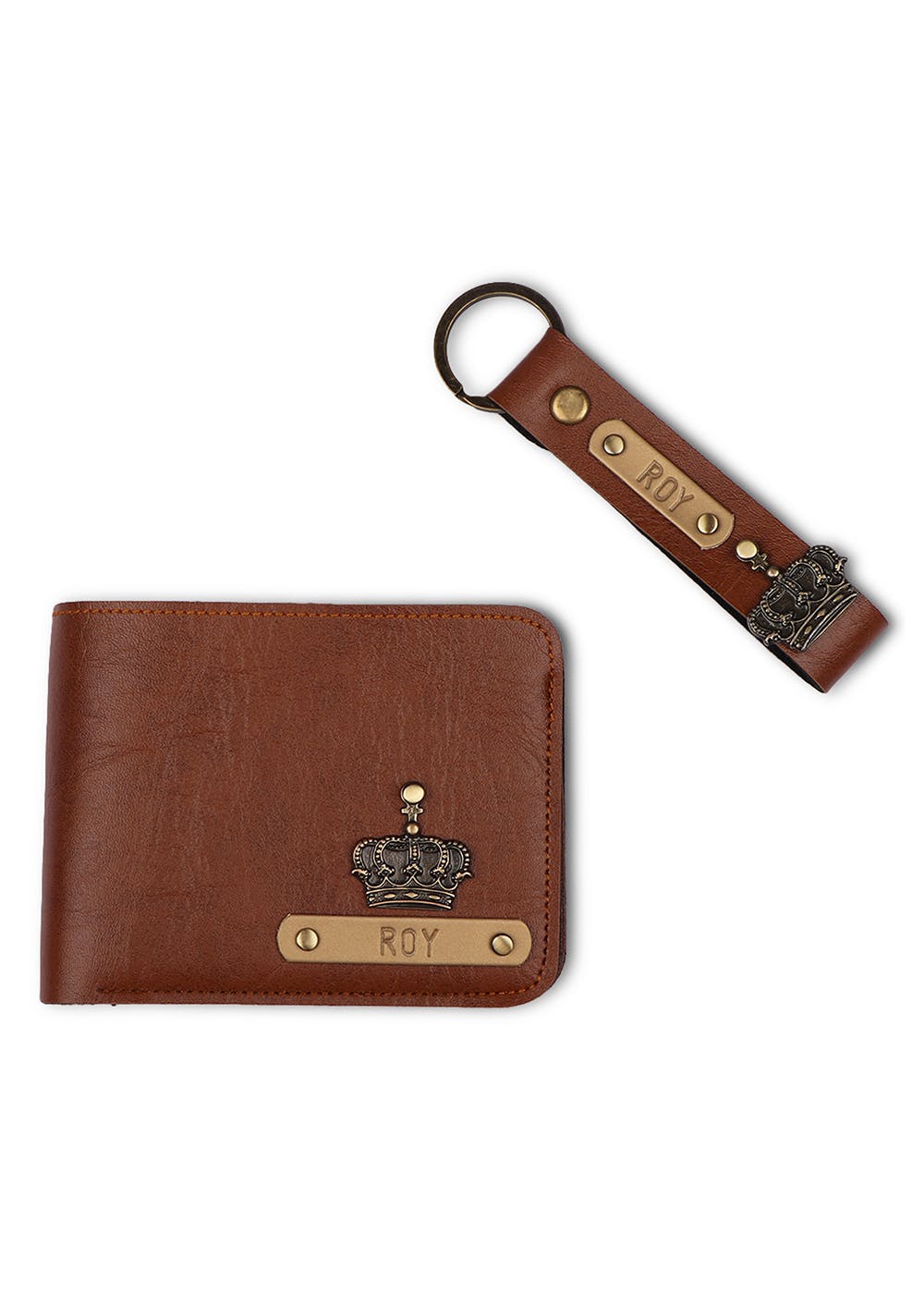 Get Customized Vegan Leather Wallet & Keychain Combo Tan at ₹ 1150
