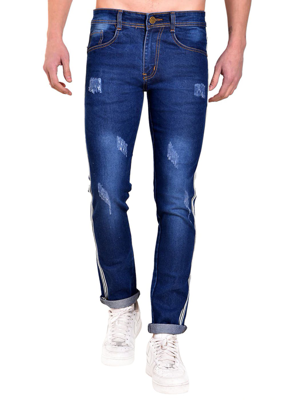 Slim Fit Ripped Ambodari with damage jeans, Navy Blue at Rs 1560/set in  Kolkata