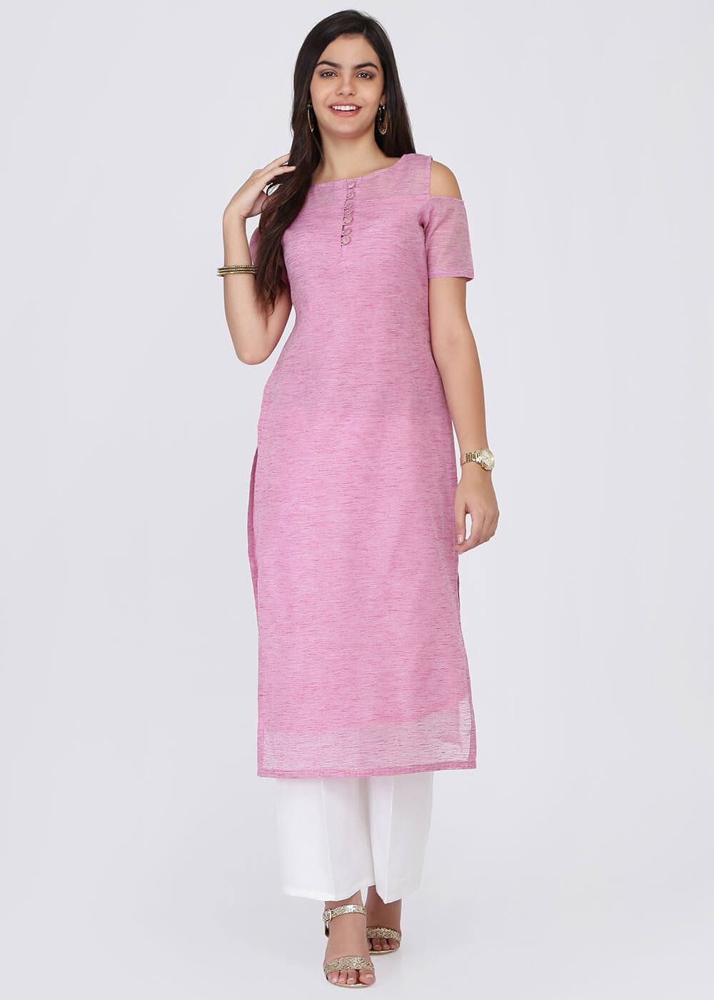 Boat neck with cold shoulder clearance kurtis