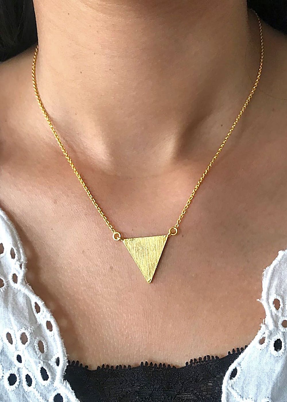 Gold Plated Inverted Triangle Pendant
