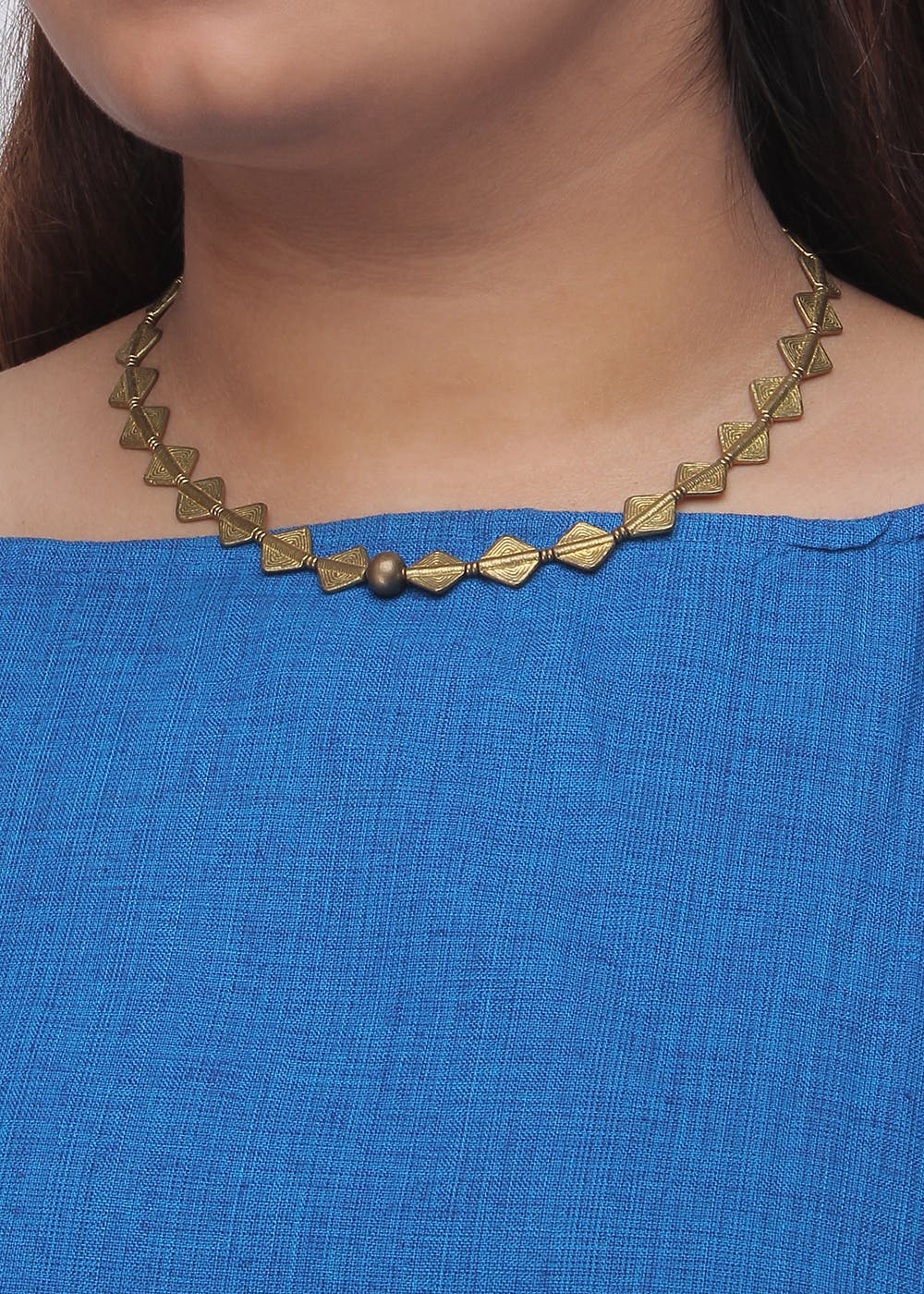 Handcrafted Textured Kite Dhokra Necklace