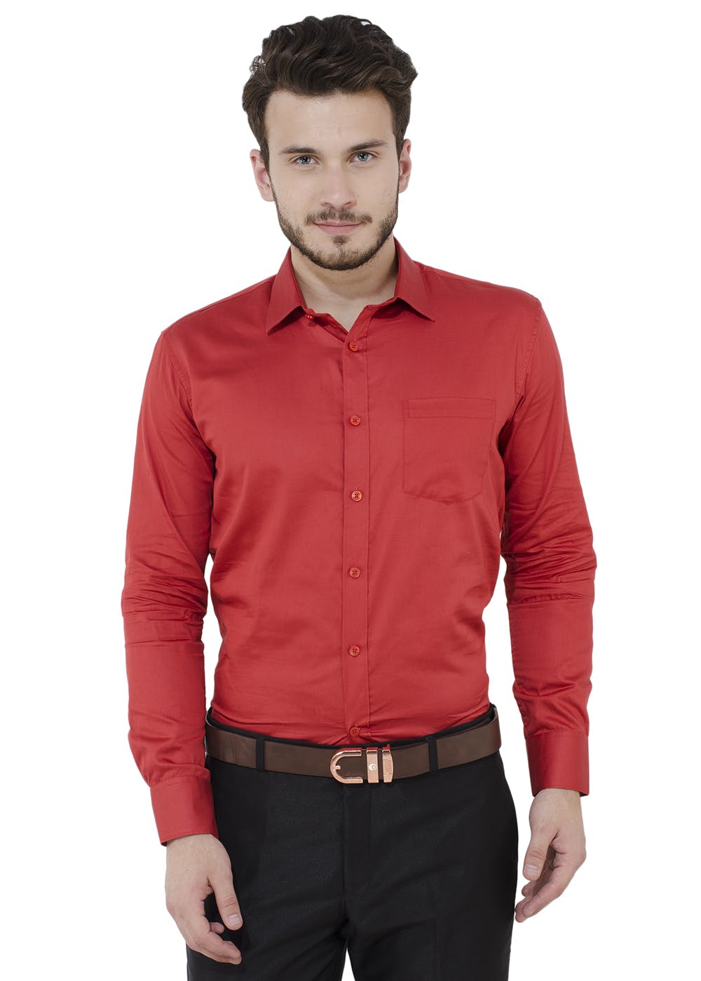Get Solid Red Formal Full Sleeves Shirt at ₹ 799 | LBB Shop