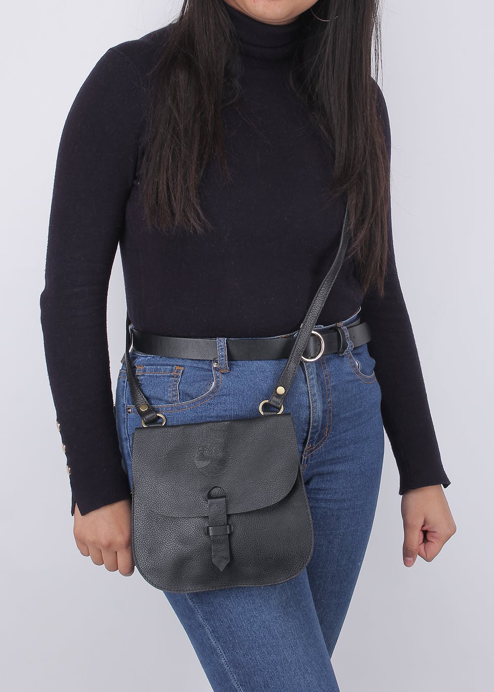Overlay Flap Detail Solid Cross-Body