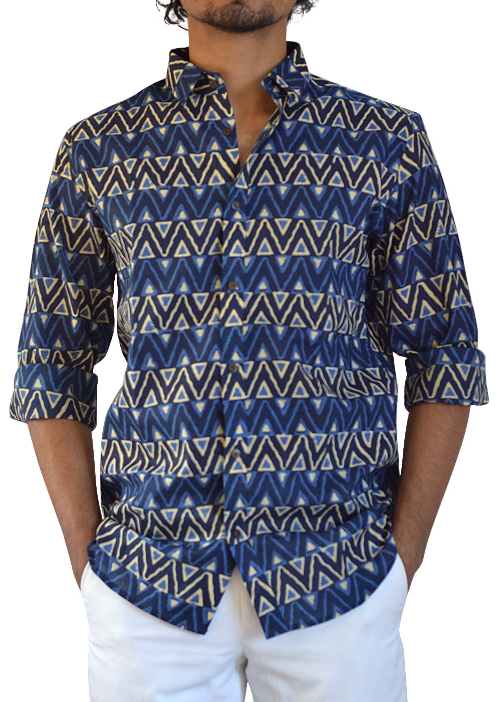 Geometric Triangles Printed Handstitched Shirt