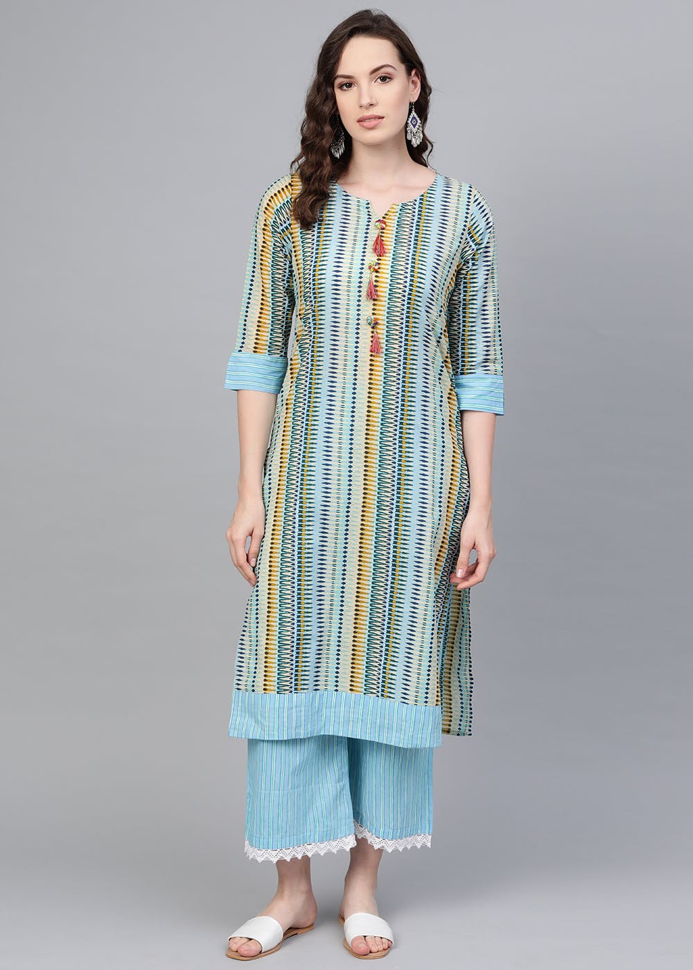 Buy Yellow Embroidered Kurta With Lace Trimming Online - W for Woman