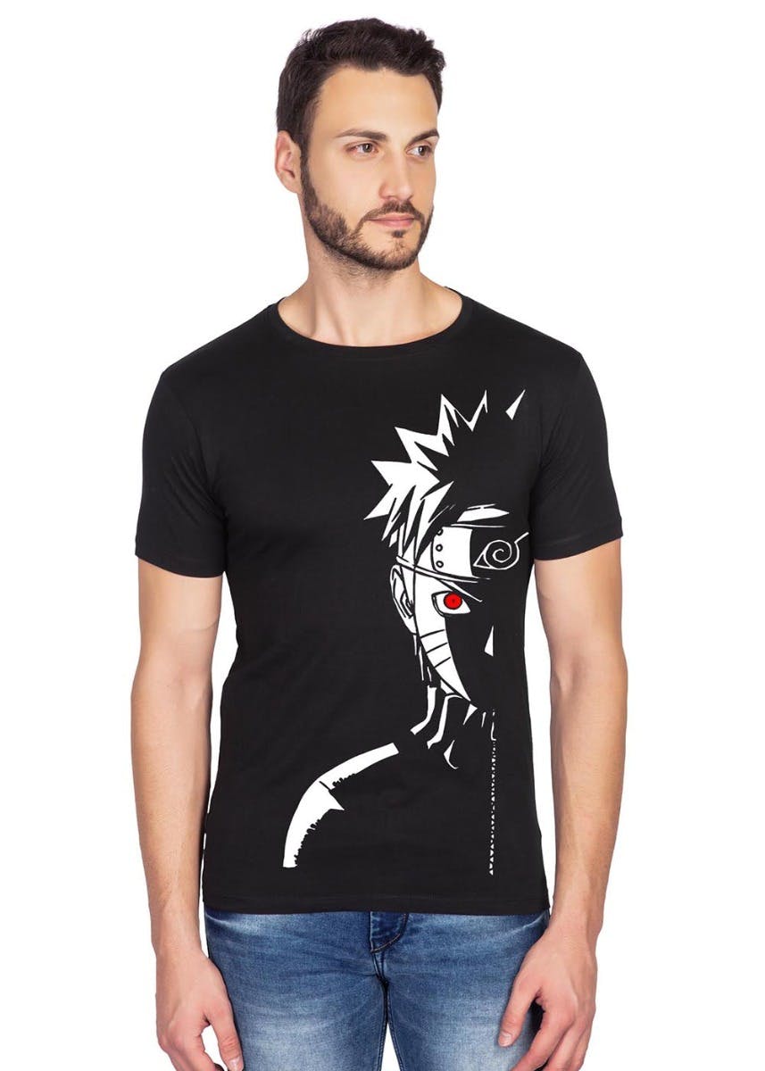 Naruto Face Graphic Half Sleeves T-Shirt