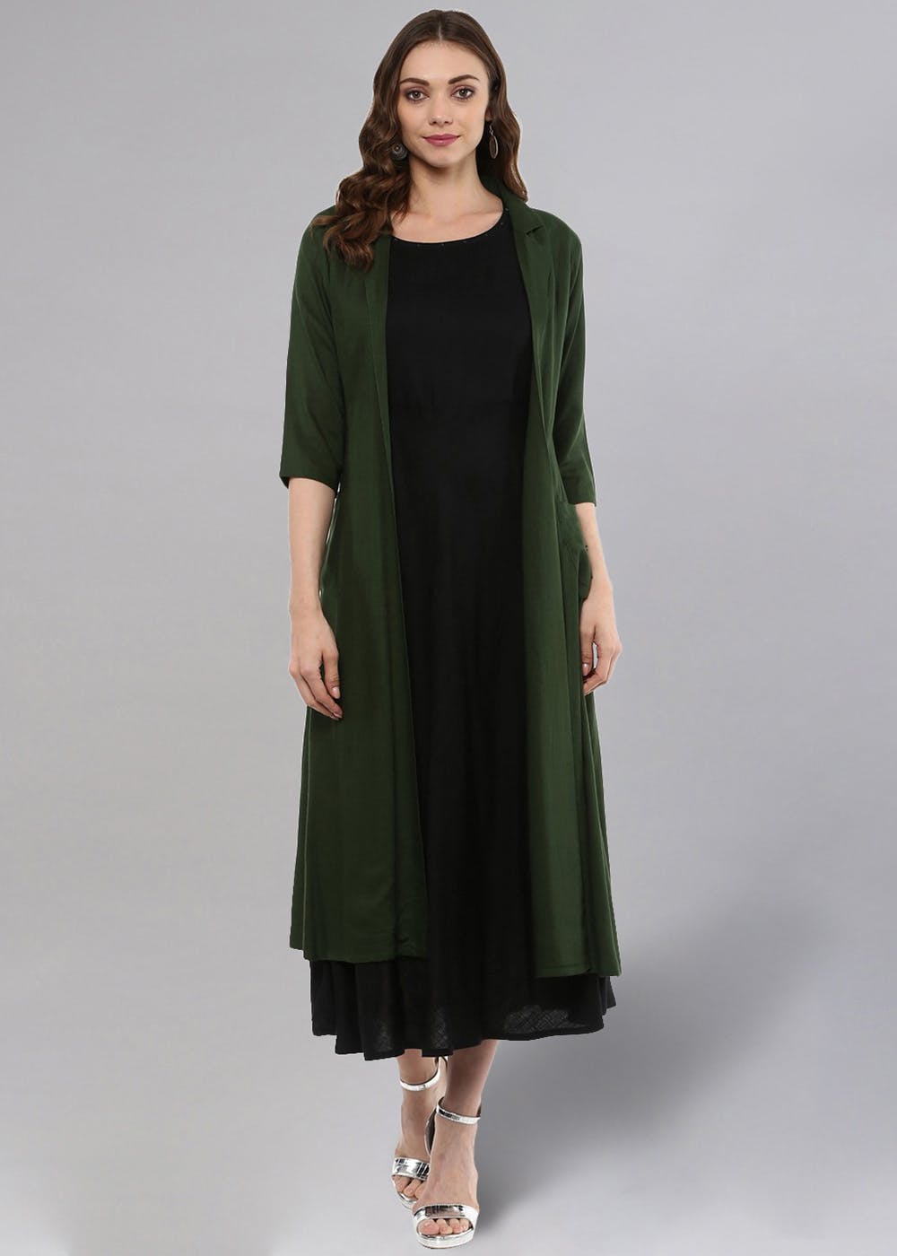 olive green long shrug