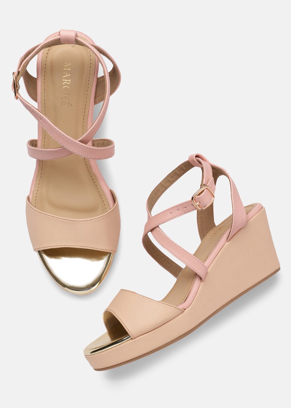 pink platform wedges
