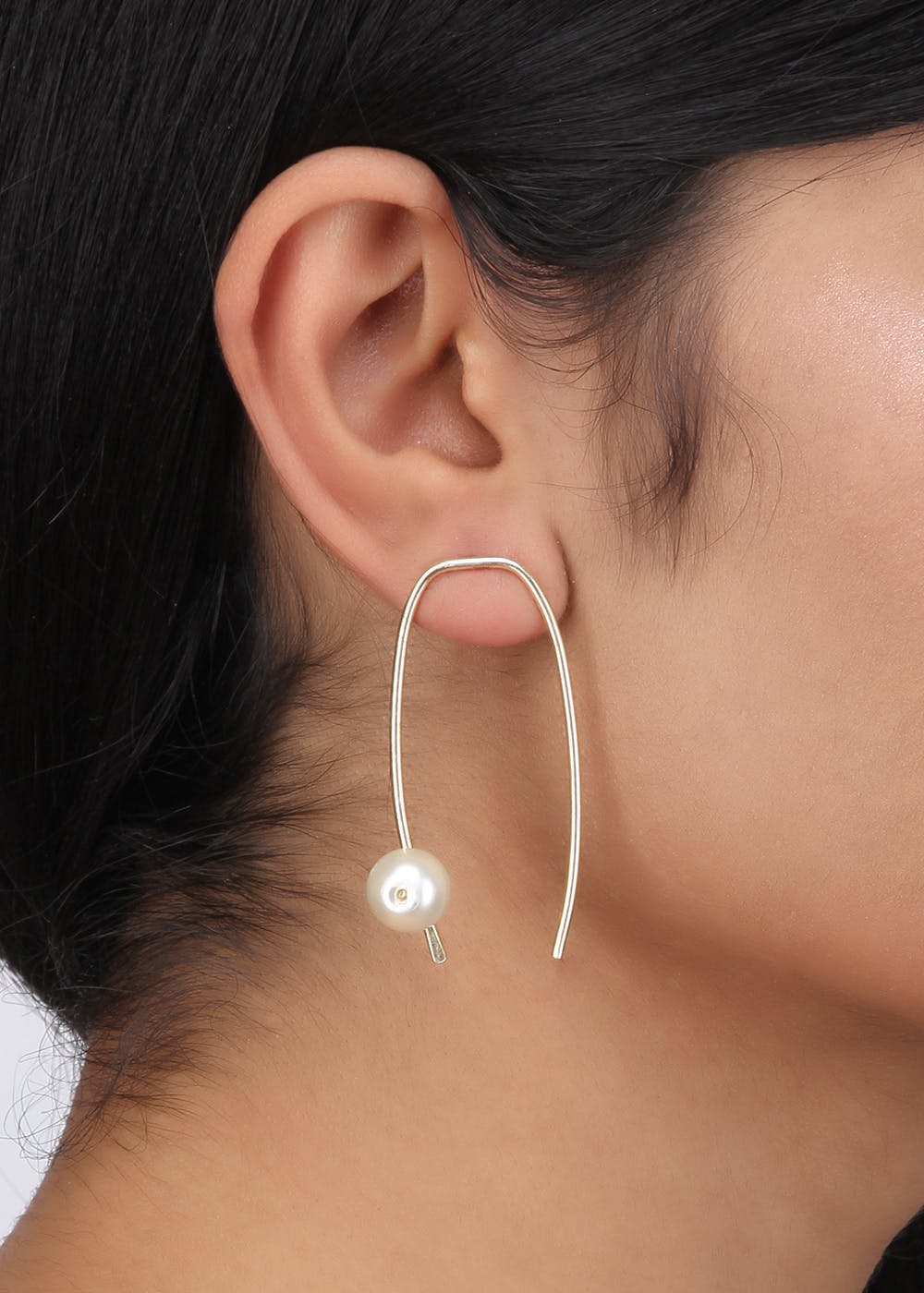 Pearl Embellished Silver Drop Earrings
