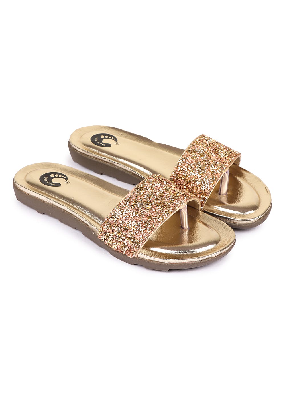 Snoozies Sparkle Ballerina Slippers Gold- Small - Walmart.com