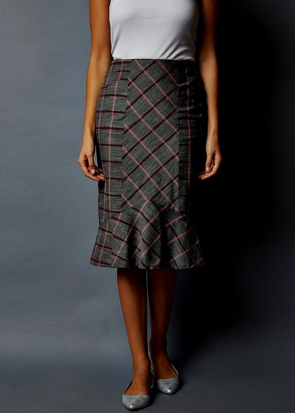 plaid peplum skirt