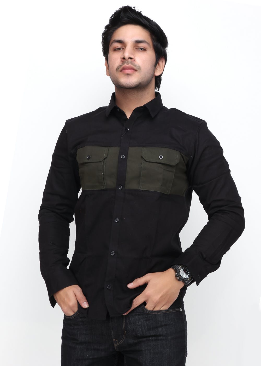 black double pocket shirt