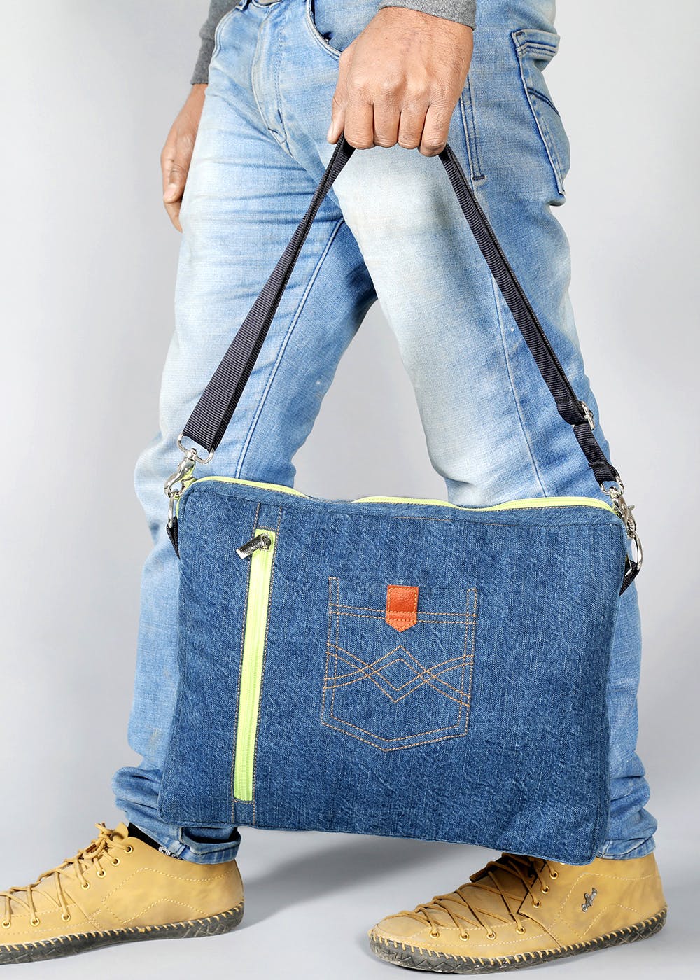 Upcycled Denim Jeans Crossbody Messenger Bag