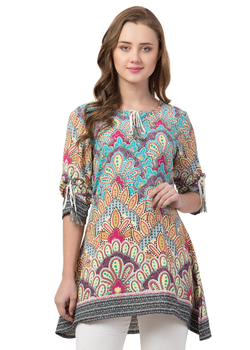 Get Tie Knot Detail Printed A-Line Kurti at ₹ 1399 | LBB Shop