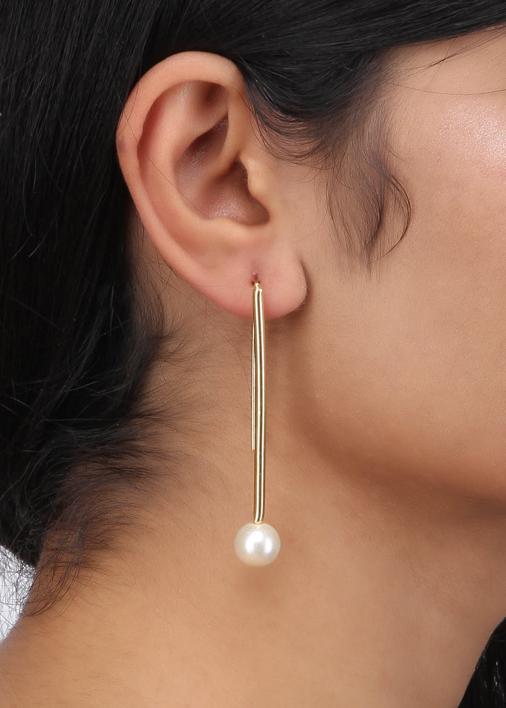 Get Long Gold Chain With Pearl Earrings at  390  LBB Shop