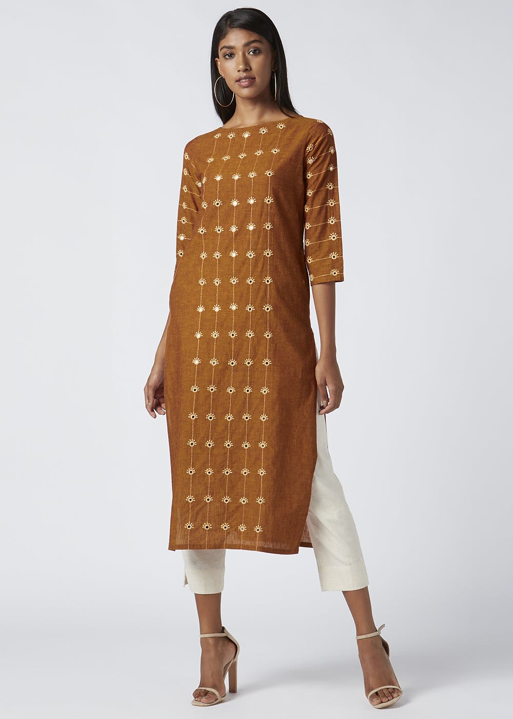 Lime Luster Stripes Long Panel Kurta