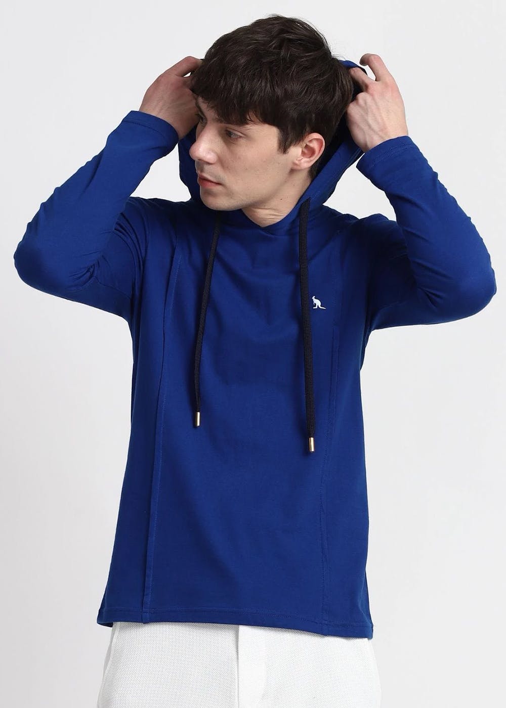 blue hooded t shirt