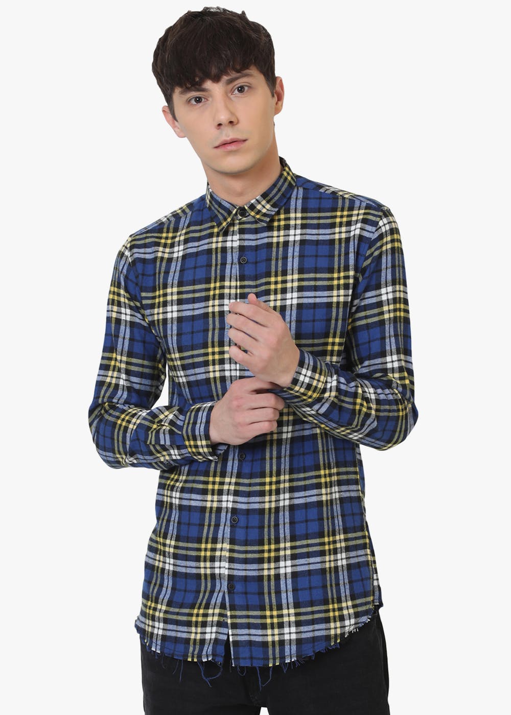 Get Interwoven Checkered Blue Shirt at ₹ 599 | LBB Shop