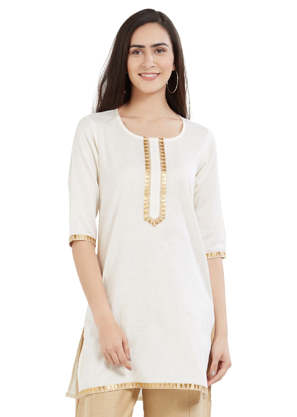 Jaipur Kurti kurtis  Buy Jaipur Kurti Women Offwhite  Gold Solid Printed  Straight Cotton Flex Kurta Online  Nykaa Fashion