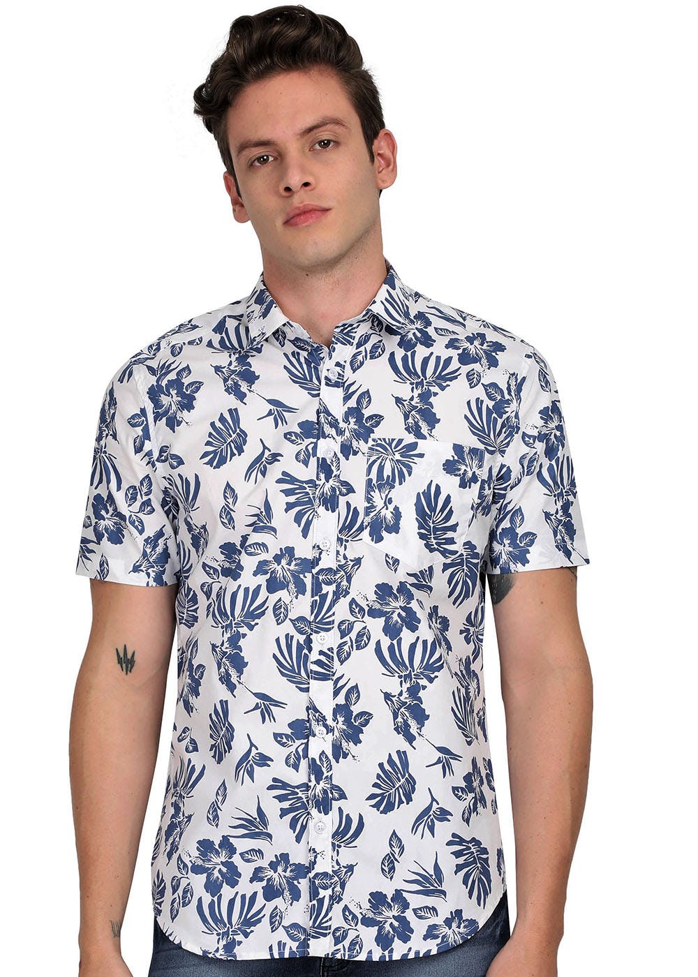 floral print half shirt