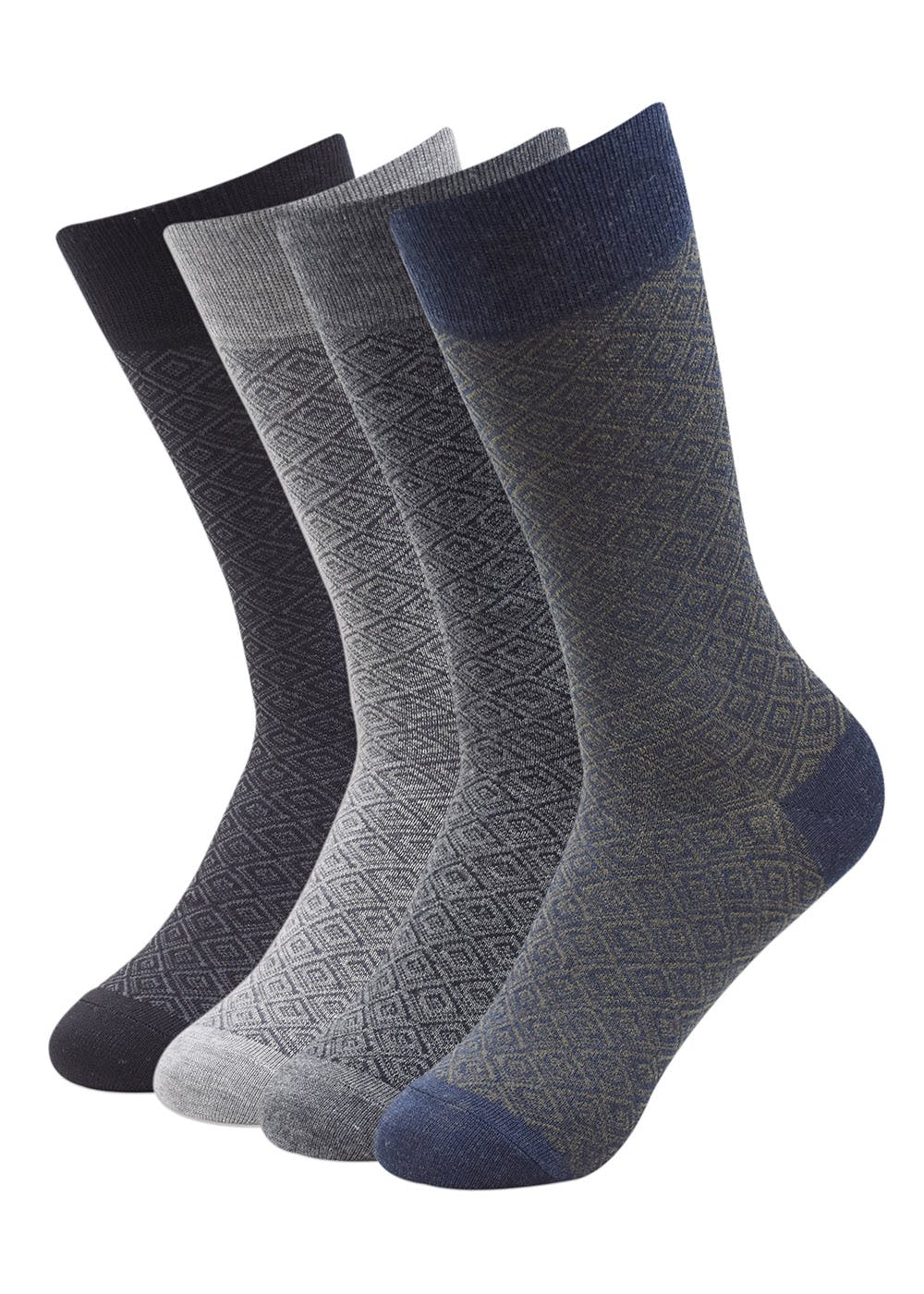 Get Set of 4 Diamond Pattern Modal Crew Socks at ₹ 599 | LBB Shop