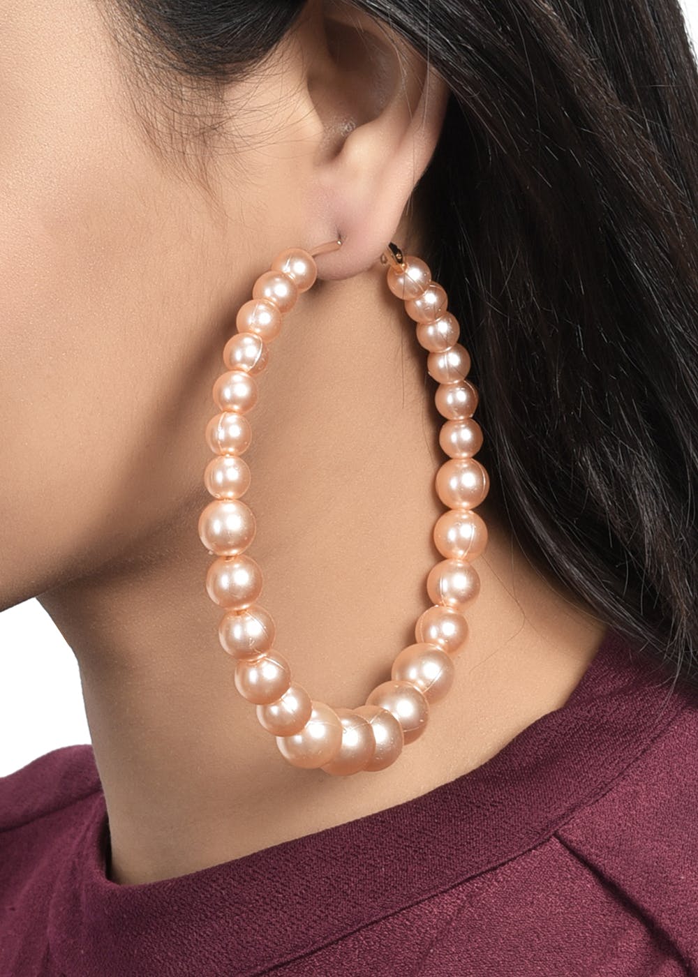 SLEEK AND CHIC CIRCLES - PEARL HOOP EARRINGS