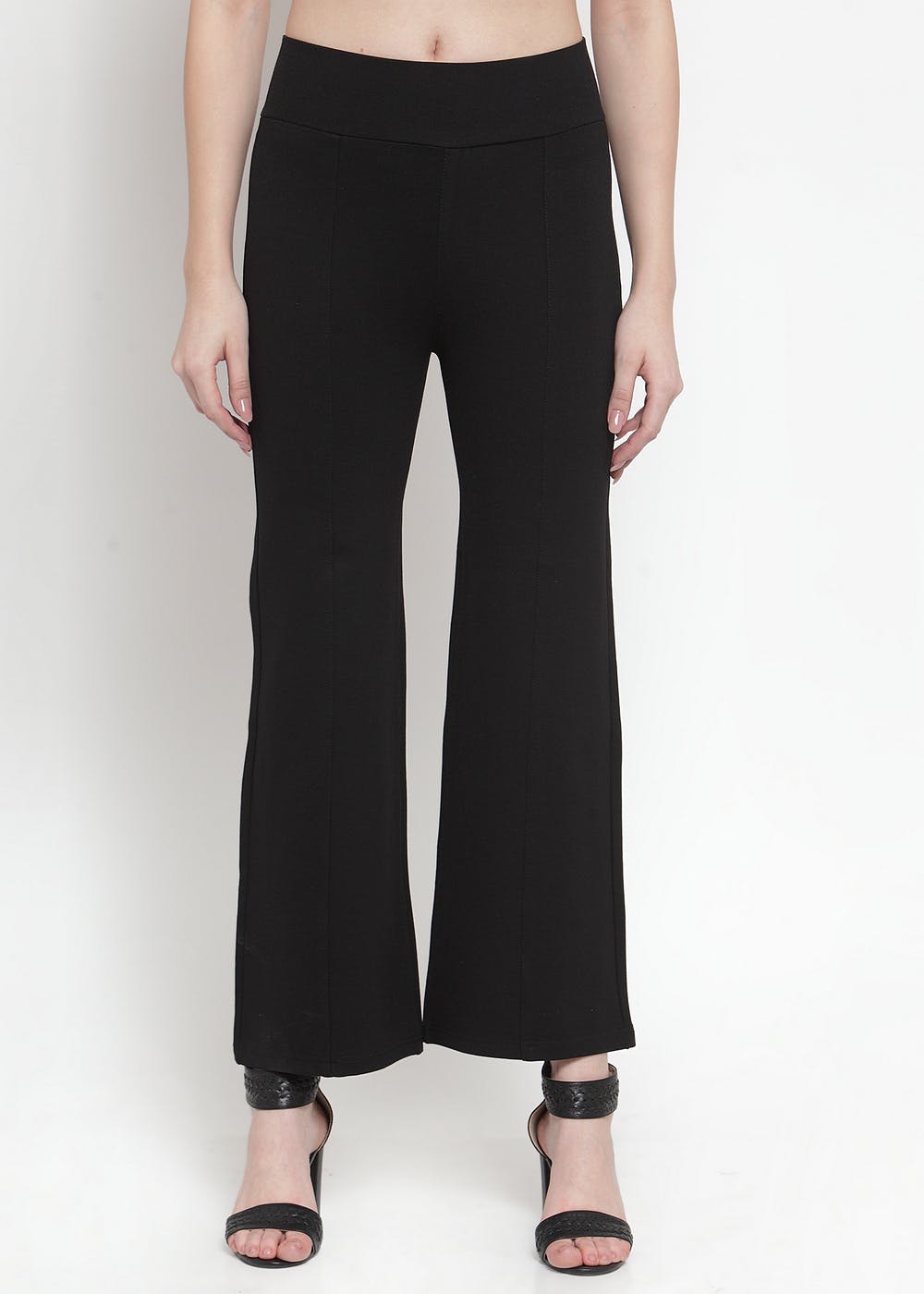 Get Solid Black Flared Legged Trousers at ₹ 1079 | LBB Shop