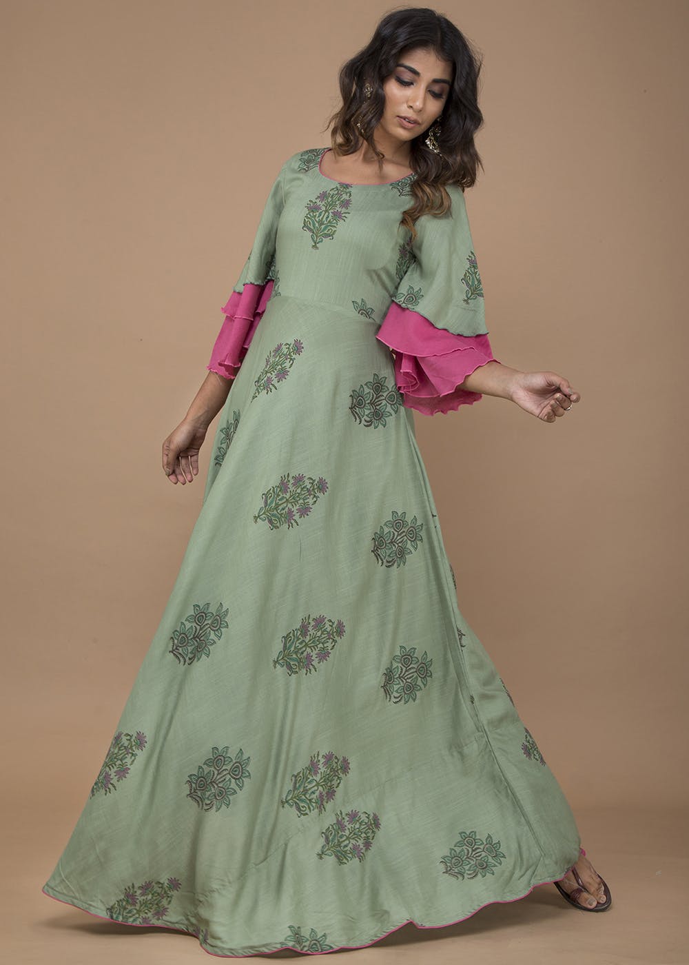 bell sleeve formal gowns