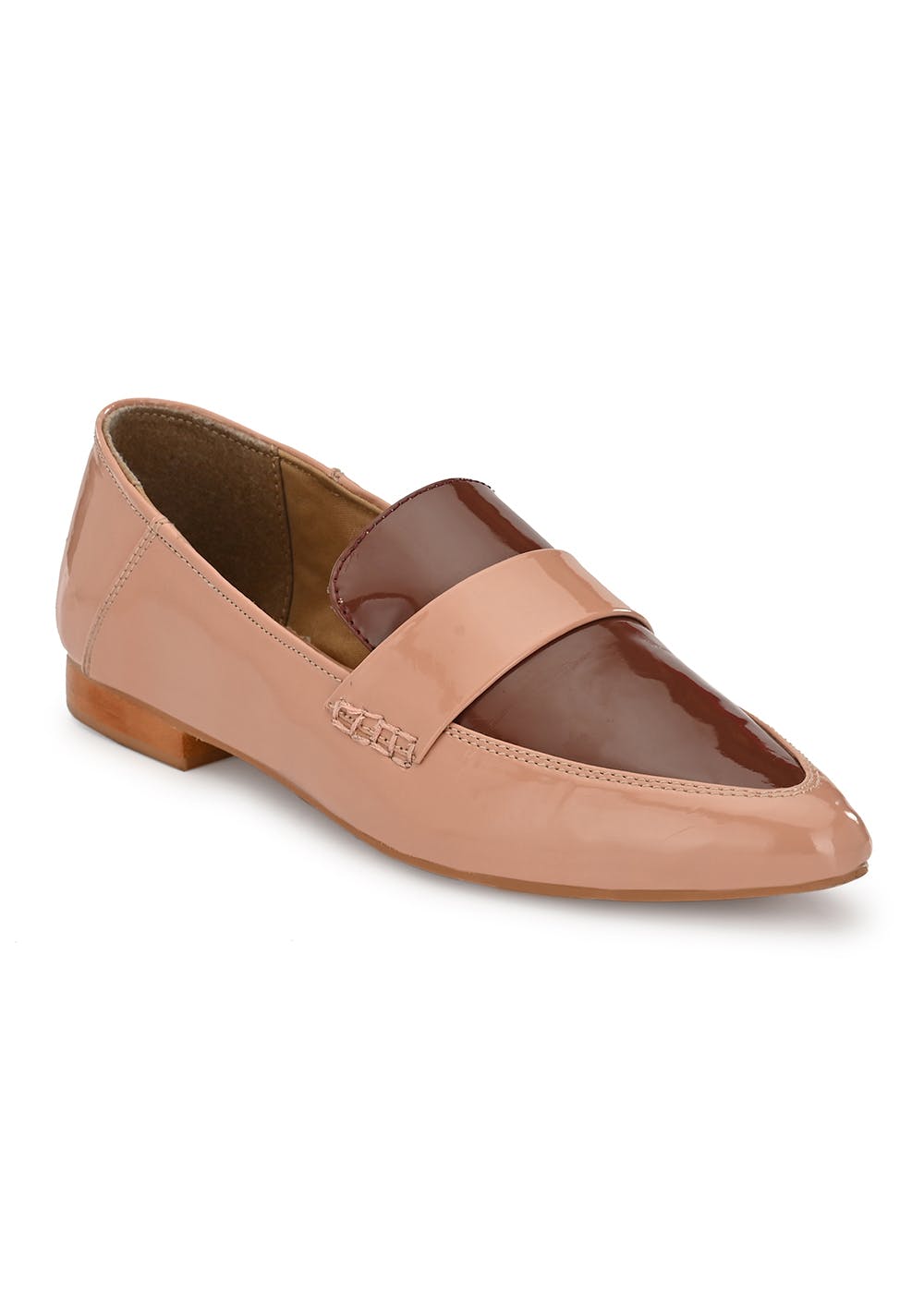 Two-Tone Pointed Toe Loafers