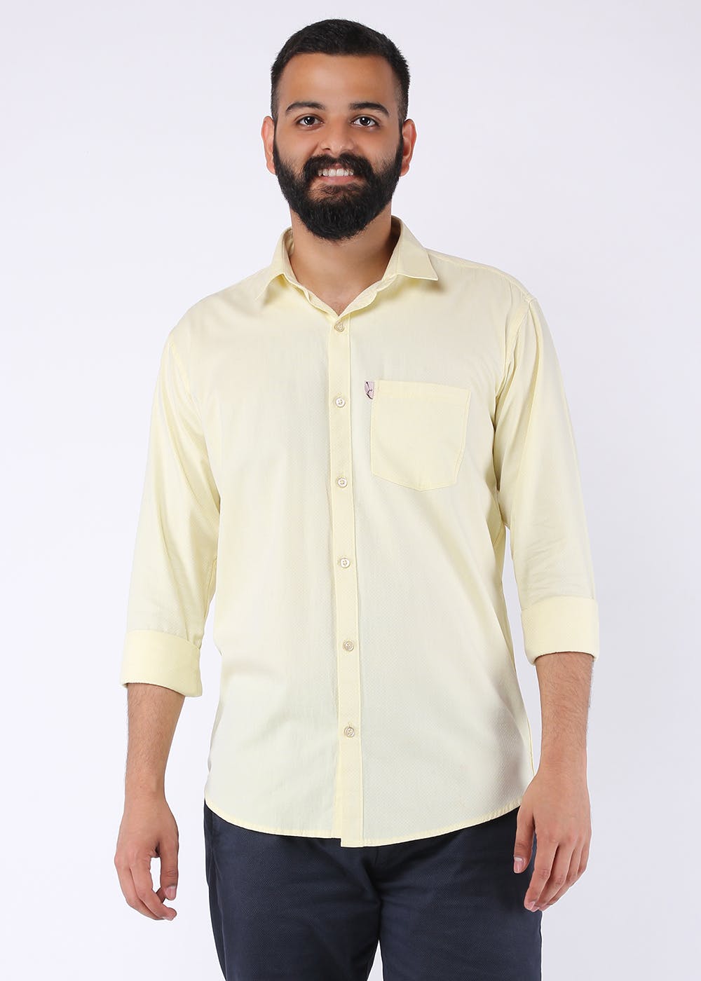 Full Sleeves Solid Shirt - Yellow