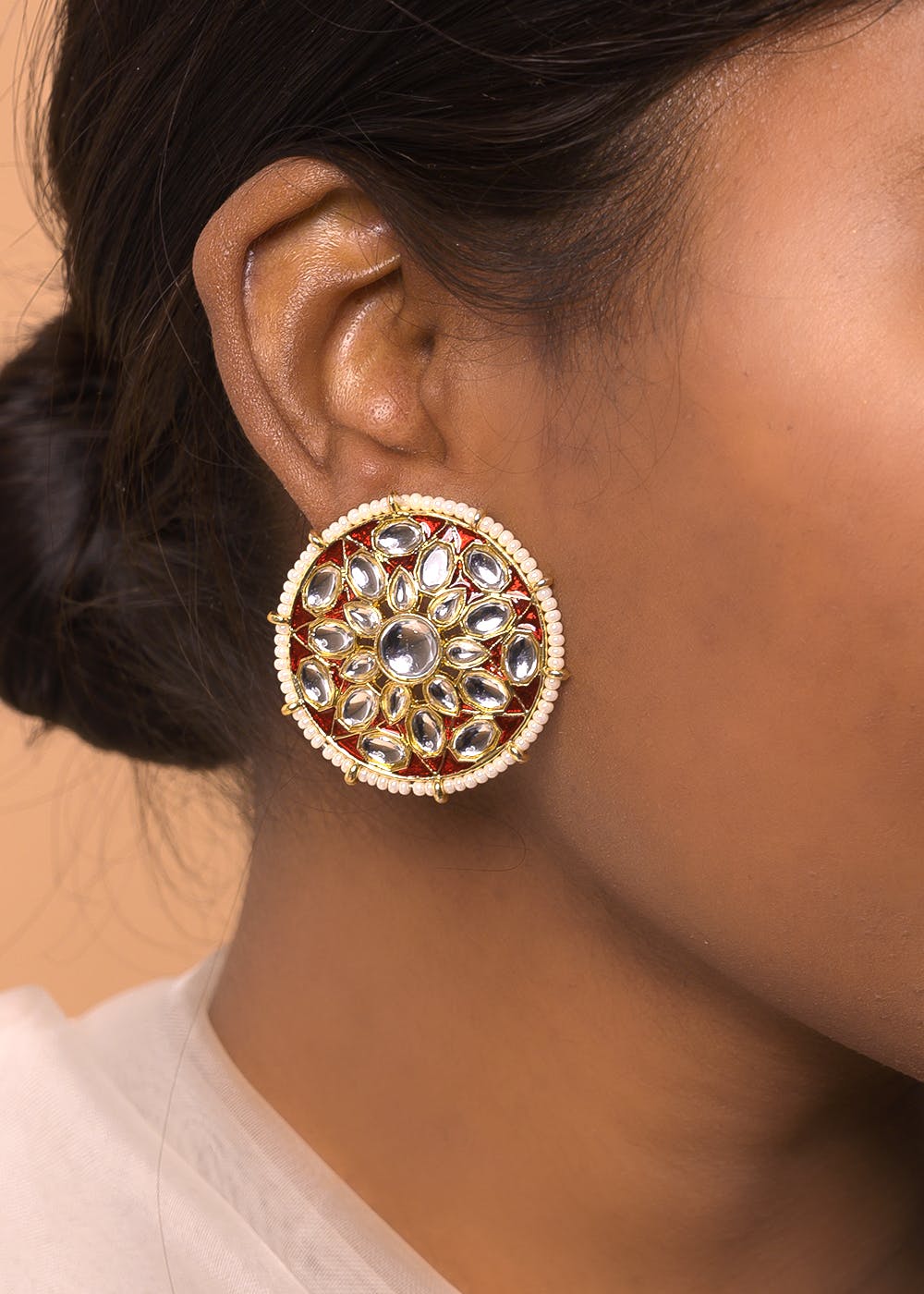 Gold-Toned Kundan Stud Earring- Khanak – Khanak by Ankita