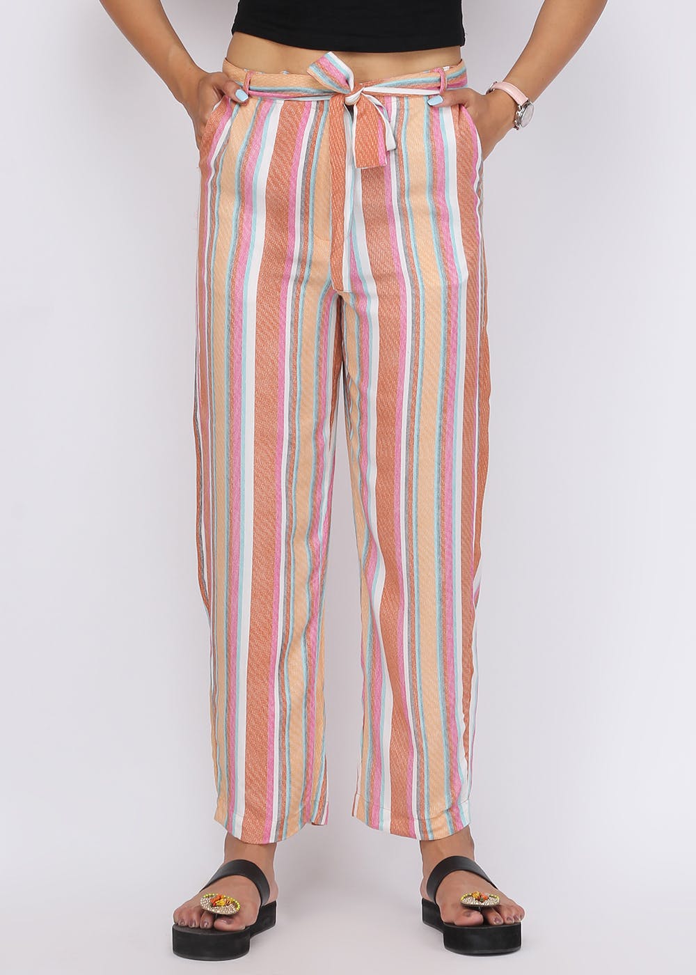 Striped jacquard trousers Woman, Purple | TWINSET Milano