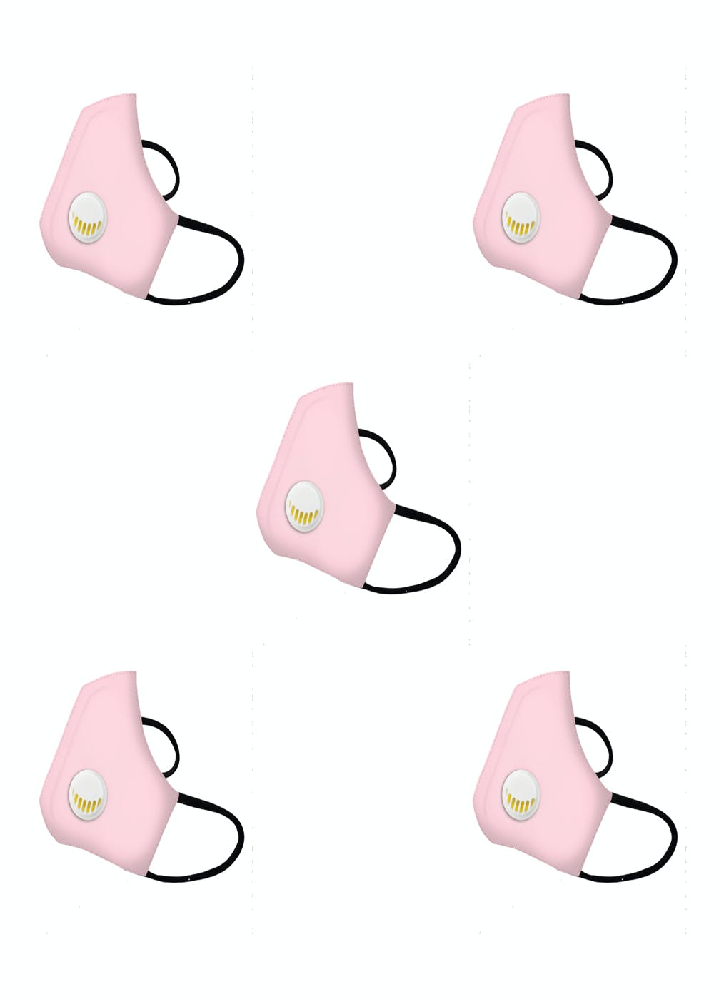 Pink N95 Women Anti-Pollution Face Mask With Air Respirators (Pack Of 5)