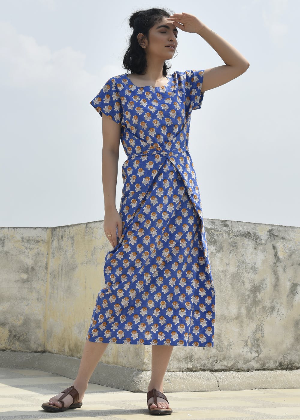 Blue Floral Printed Maxi Dress 