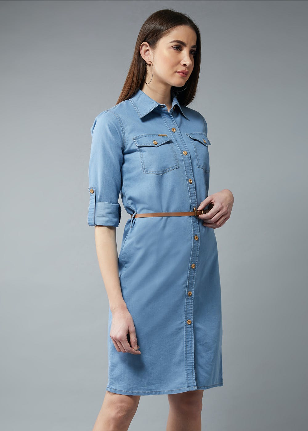 Buy Ishin Womens Blue Denim Shirt Style Dress Online  ISHIN FASHIONS