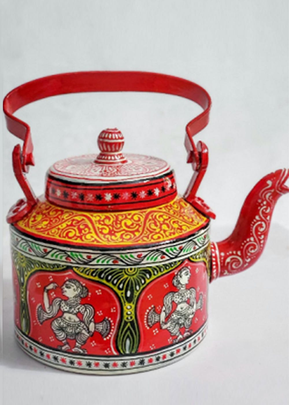 Get Red and White Glossy Pattachitra Kettle at ₹ 1800 | LBB Shop