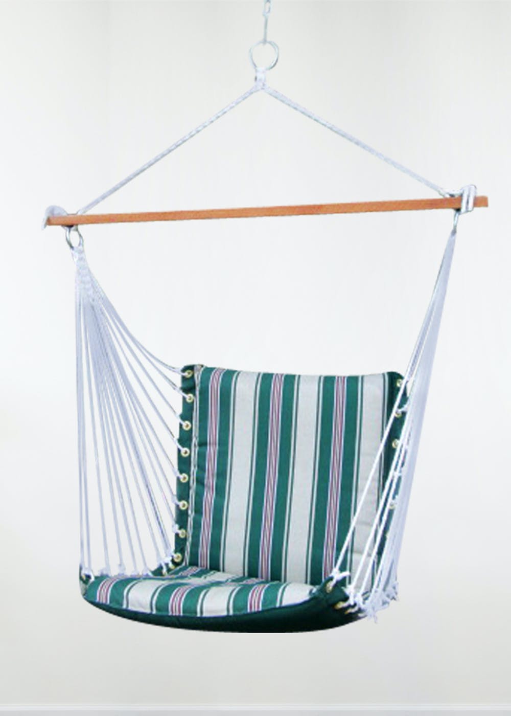 polyester premium cushioned hanging swing for indoor and outdoor green  stripes