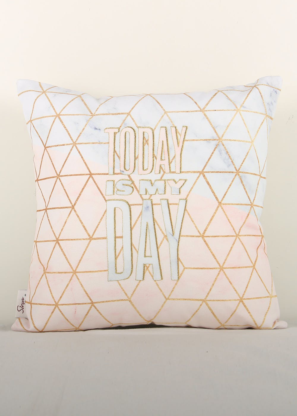 "Today Is My Day" Geometric Printed Cushion Cover