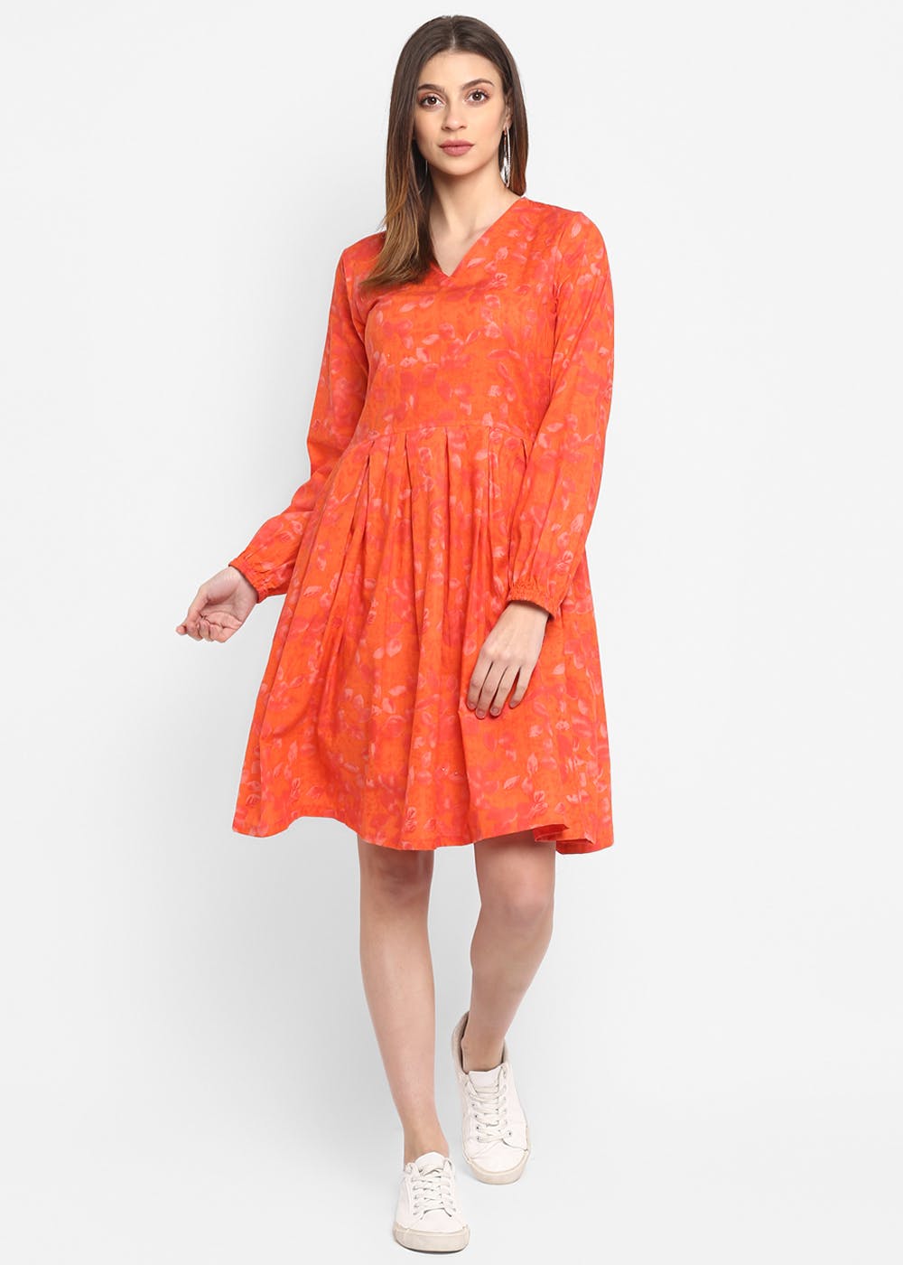 ASOS DESIGN long sleeve ruffle detail maxi dress in bright orange chiffon |  ASOS