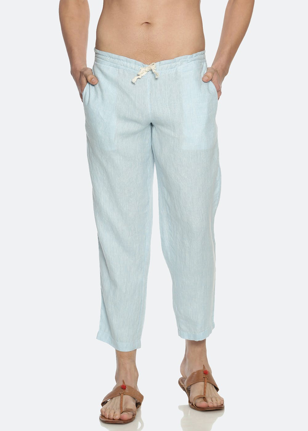 Get Drawstring Waist Detail Solid Basic Hemp Lounge Pants at ₹ 1199
