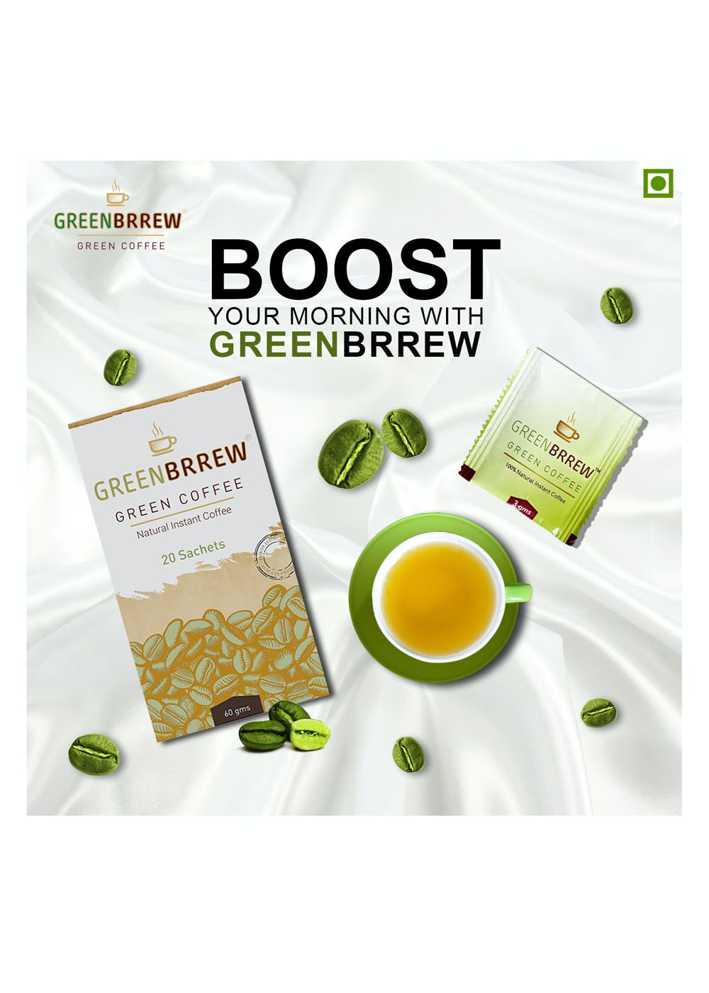 Get Instant Green Coffee, 60g (Natural,3g x 20 Sachets) at ₹ 299 LBB Shop