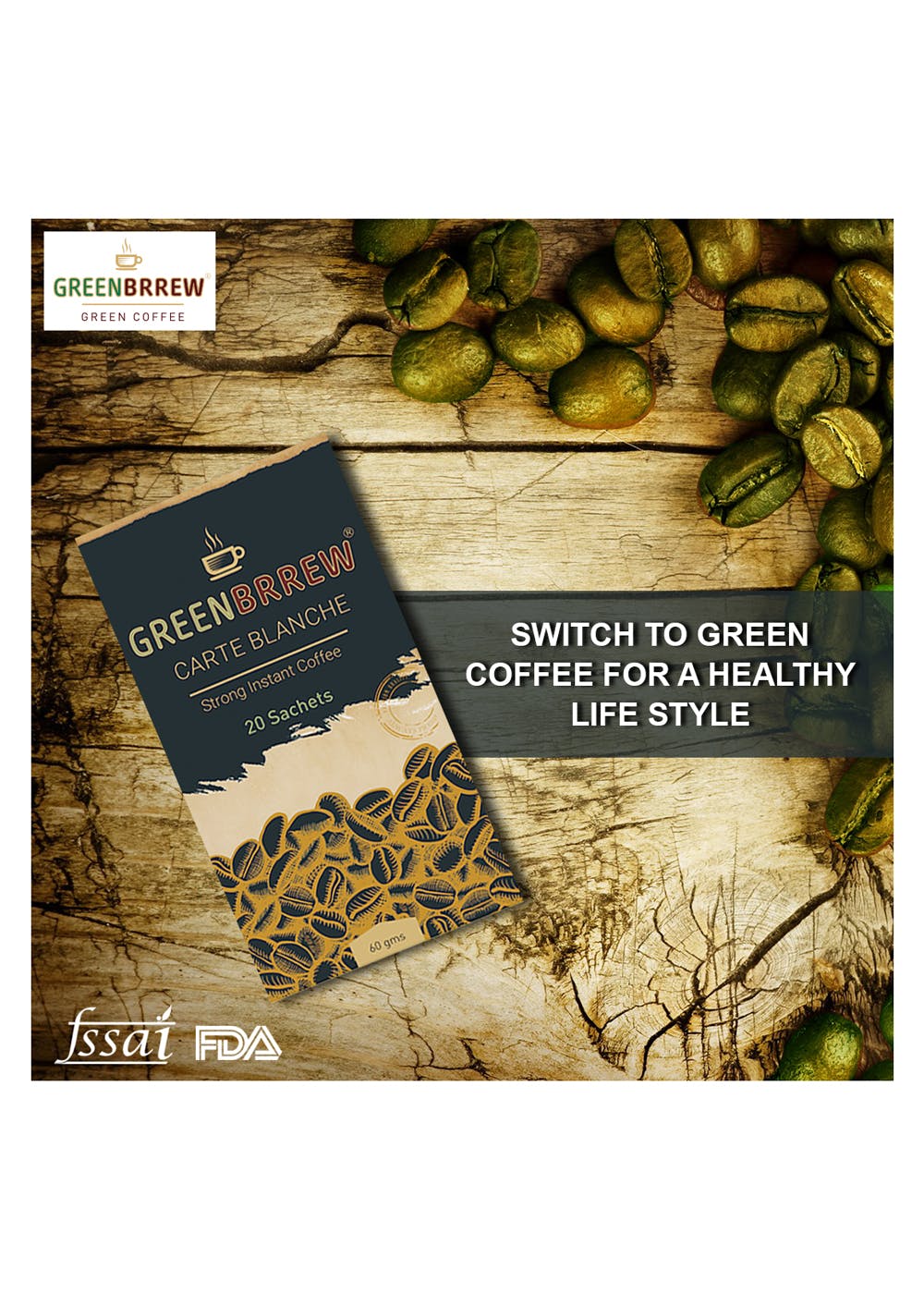 Instant Green Coffee - STRONG FLAVOR 60g (3g x 20 Sachets)