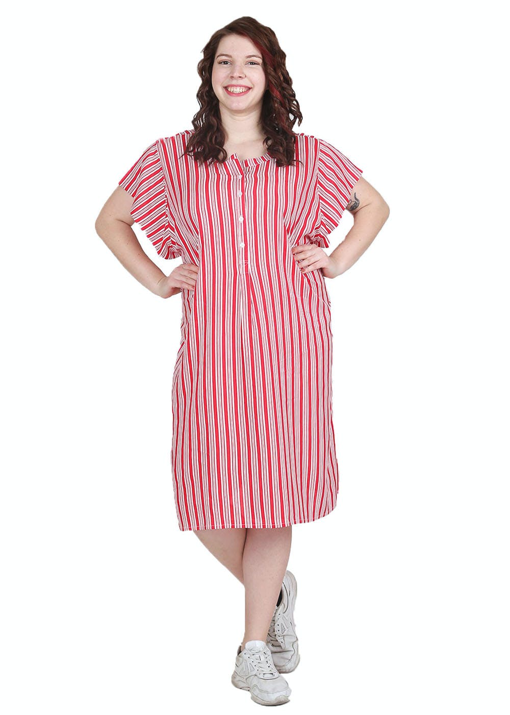 Get Red Striped Free Size Dress At ₹ 599 Lbb Shop 9935