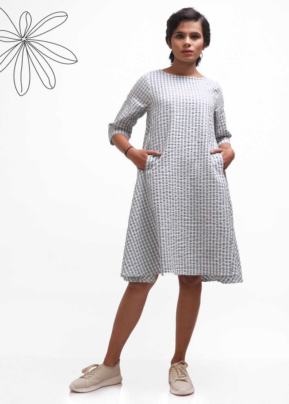 Get Blue - White Checkered Dress at ₹ 1679 | LBB Shop