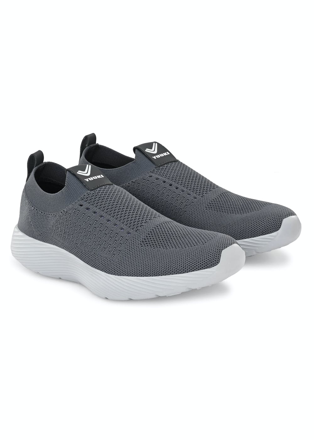 Get White Broad Sole Detail Solid Mesh Textured Slip On Walking Shoes ...
