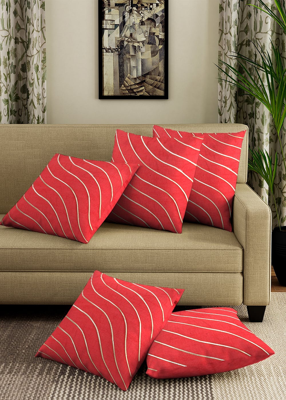 Get Hand Embroidered Silk Cushion Covers Set of 5 at ₹ 549 LBB Shop