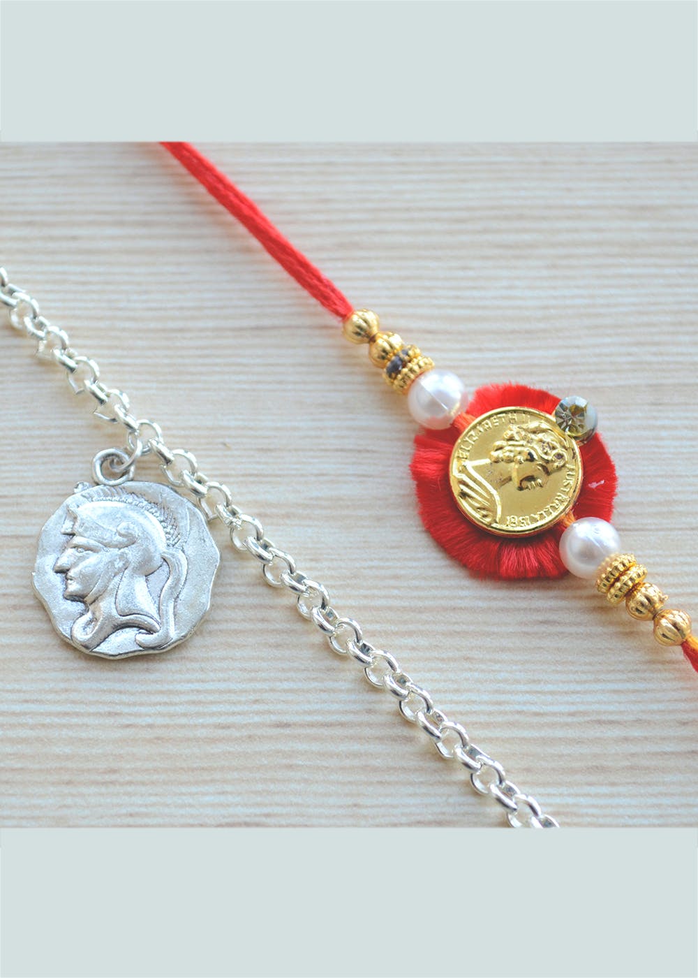 Get Coin Rakhi with Prince Medallion Bracelet Gift Set at ₹ 379 | LBB Shop