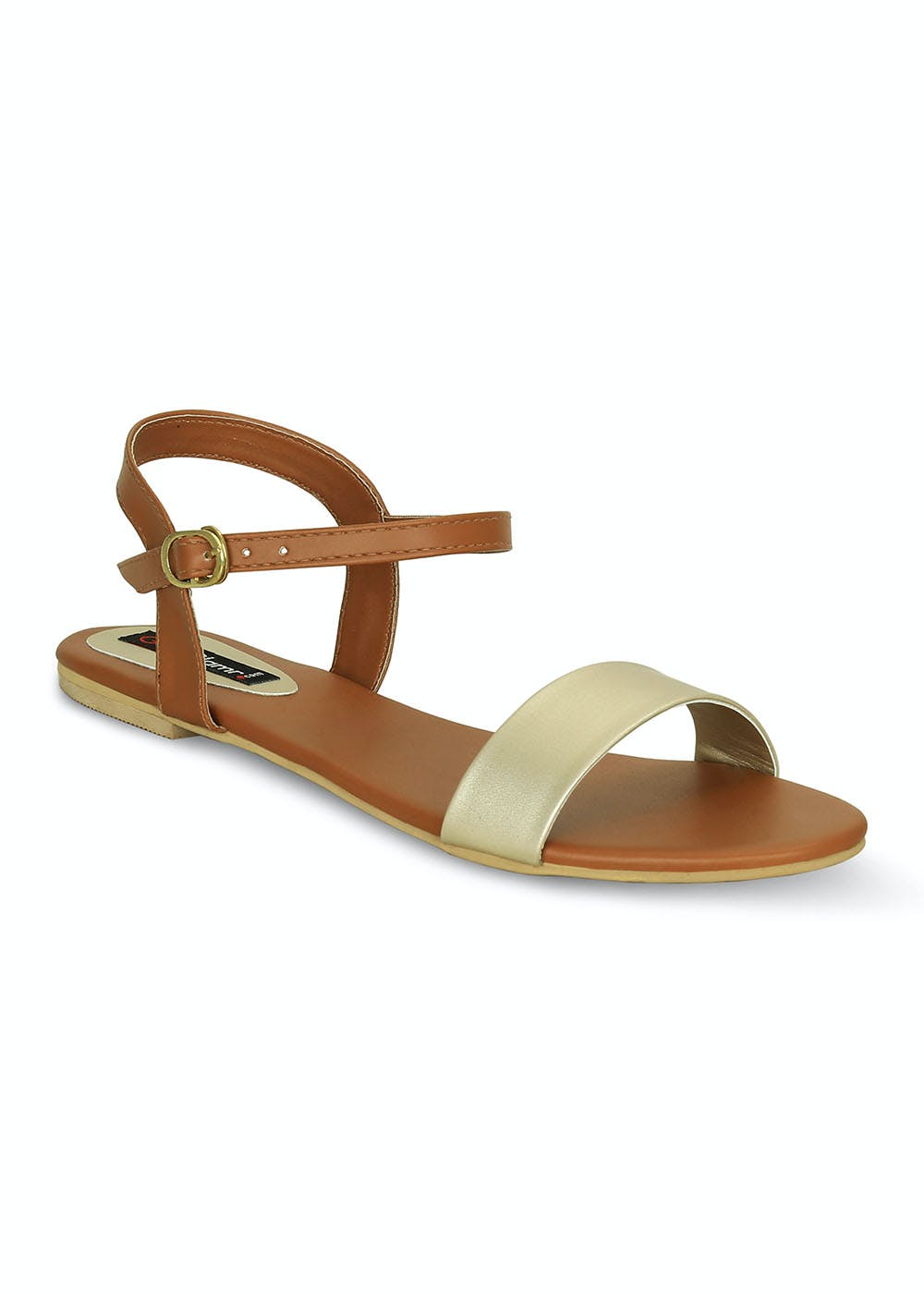 Get Gold Colourblocked Flat Sandals at ₹ 947 | LBB Shop