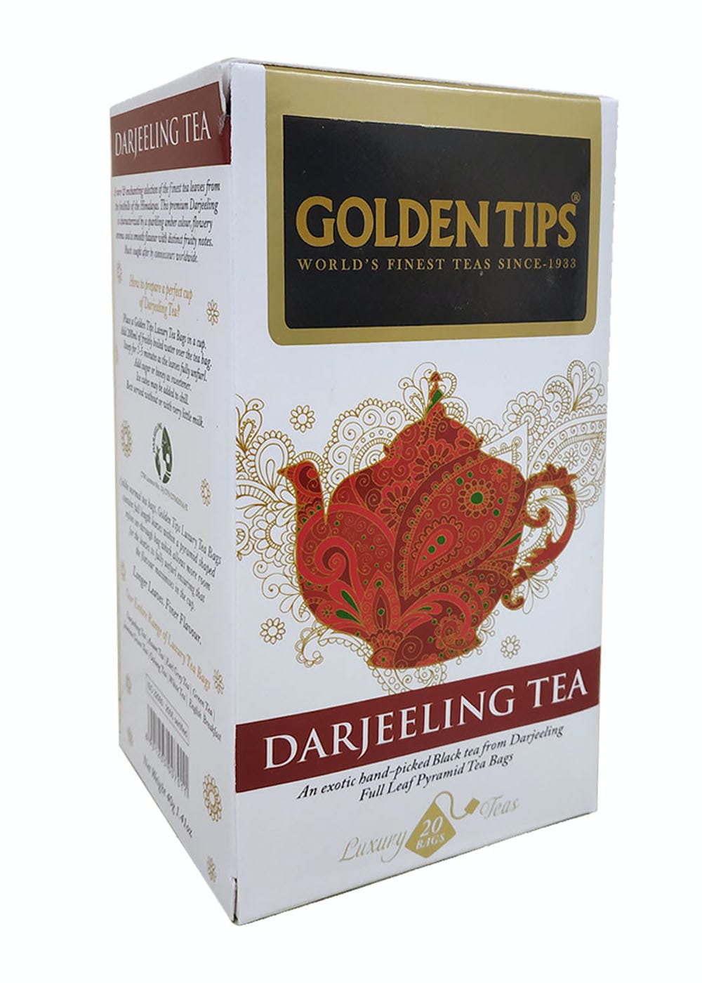 Happy Valley Organic Darjeeling Green Tea Whole Leaf Tea  25 Pyramid Tea  Bags