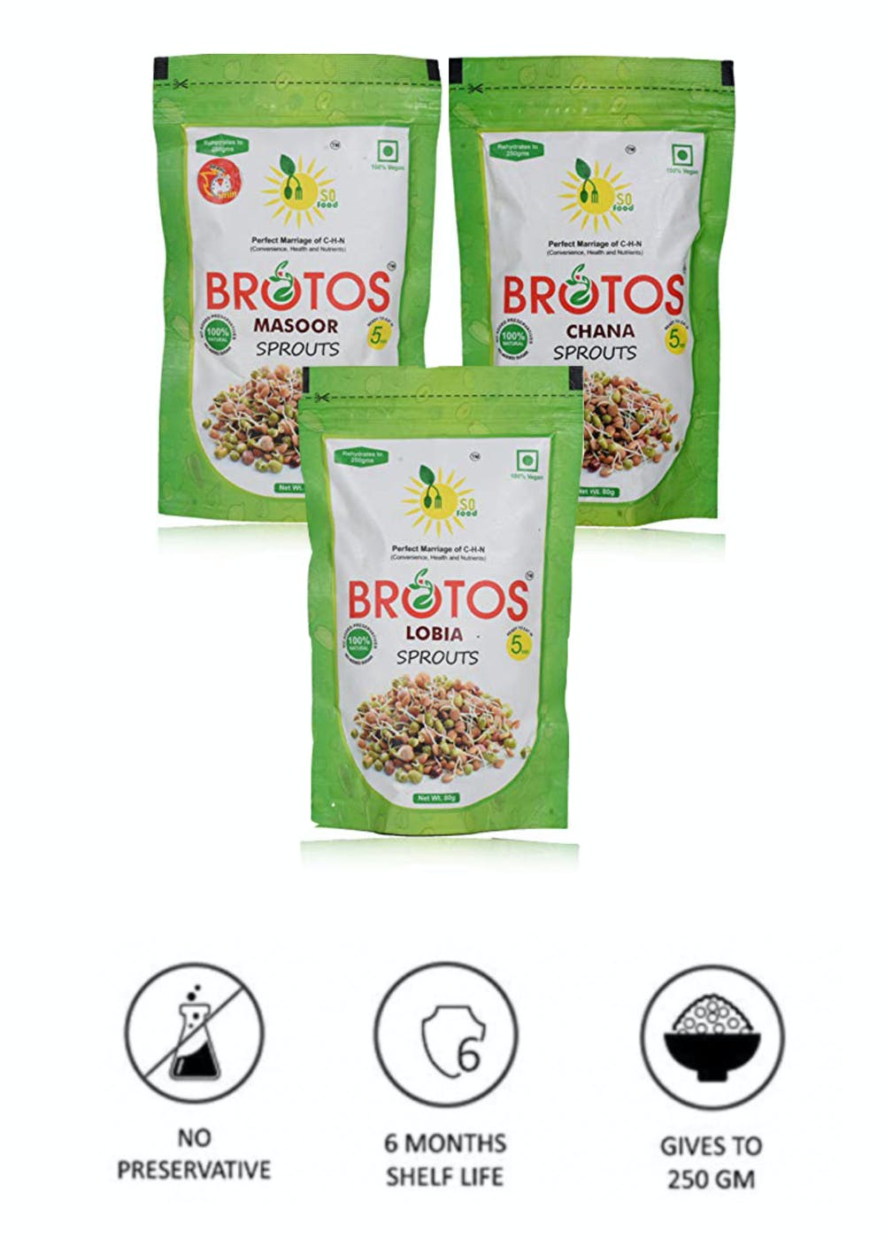 Instant Sprouts: Masoor, Chana & Lobia - Pack of 3
